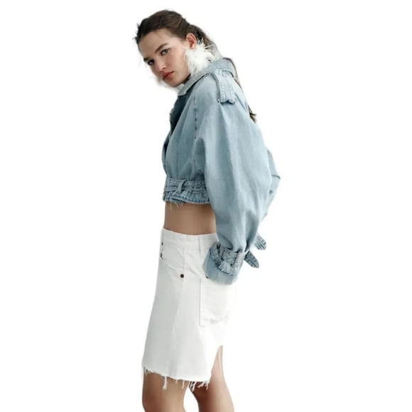 ZARA | Ecru | TRF LOOSE FIT DENIM SHORTS - Picture 10 of 12